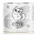 Туалетная бумага, Cote (Коте) 4 шт Ванила скай 3 слоя рулон белая